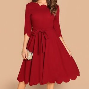scalloped red christmas dress